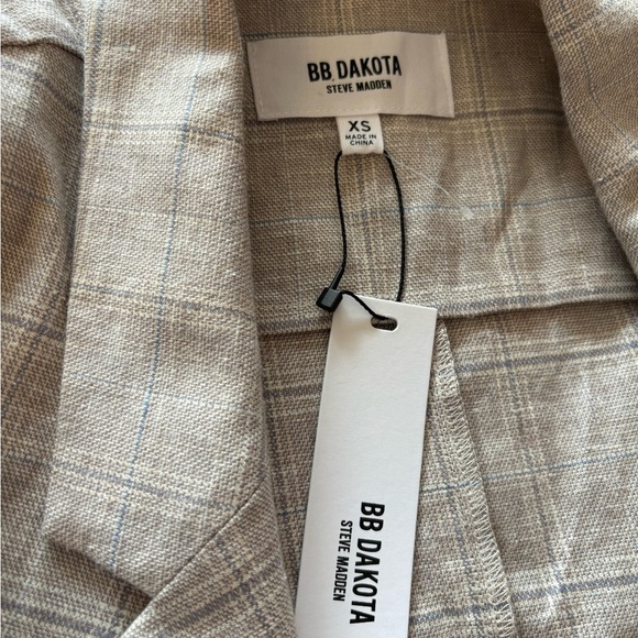 NWT BB Dakota Plaid Me At Hello Oversized Crop Linen Blazer - Picture 4 of 6